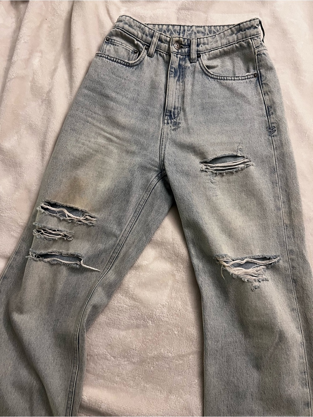 Ksubi Distressed Light Blue High-Rise Jeans